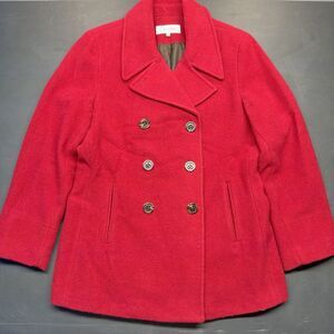Calvin Klein Coat Wool Cashmere Double-Breasted Red Peacoat - Women's size 14